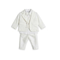 Completo cerimonia bambino bianco latte con giacca, gilet, camicia, pantalone e papillon in caldo cotone sartoriale