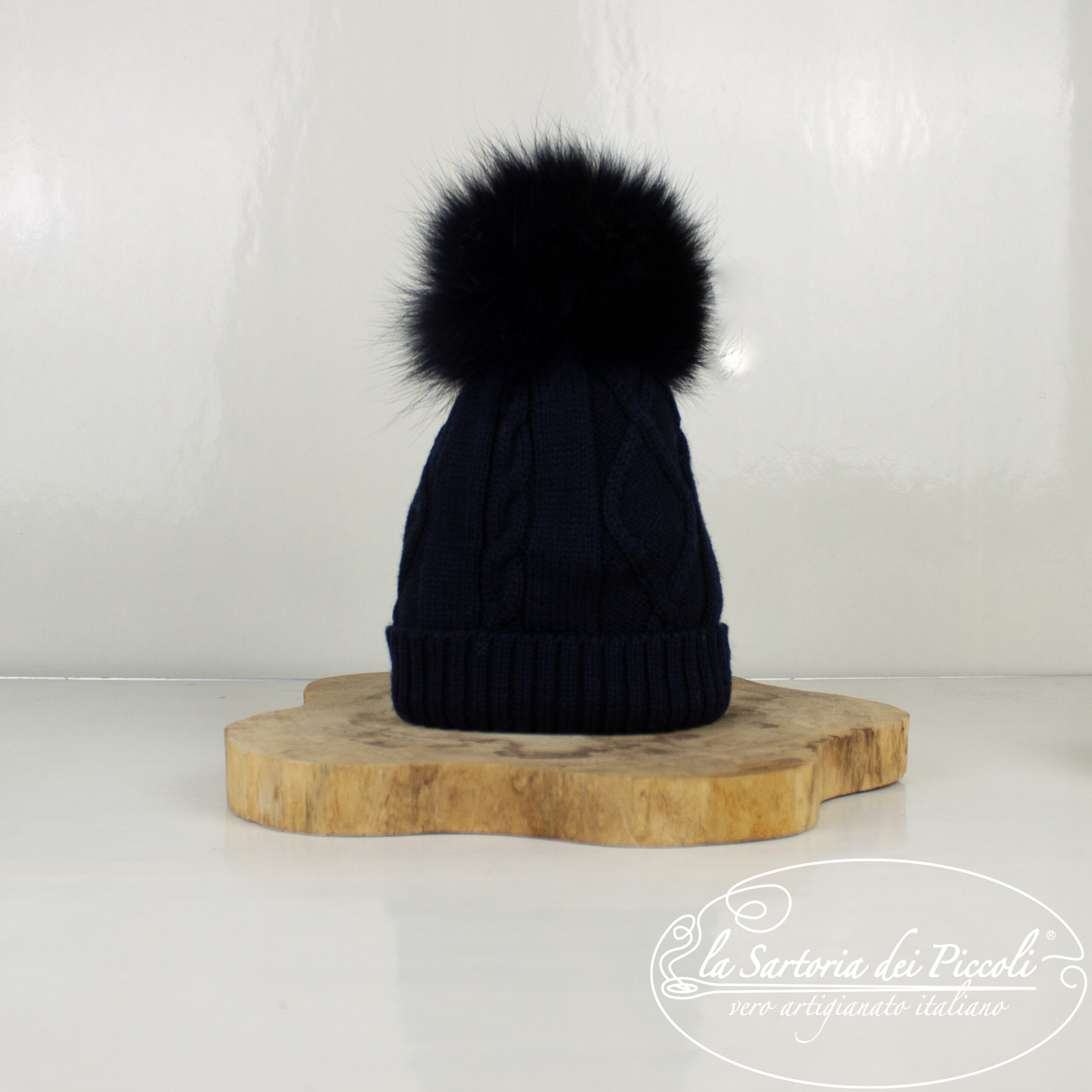 Cappello lana Rombi con pon-pon di pelliccia – La Sartoria dei Piccoli